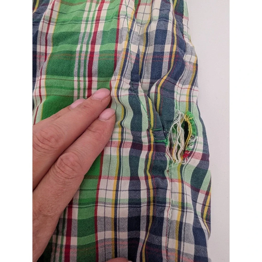 VTG Polo Ralph Lauren Plaid Madras Shorts Men 36 Green Cotton Preppy Grunge Golf